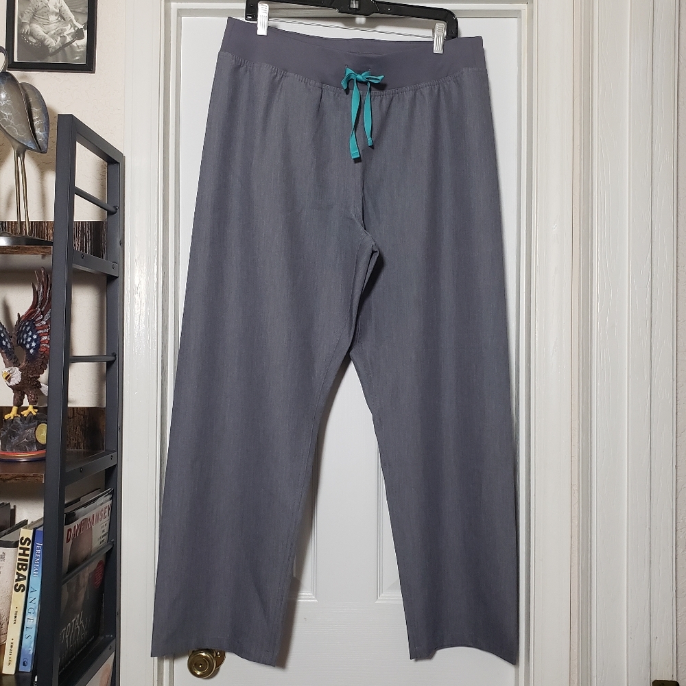 Figs Livingston High‎ Waisted Classic Scrub Pants Women's Size XL Petite Gray